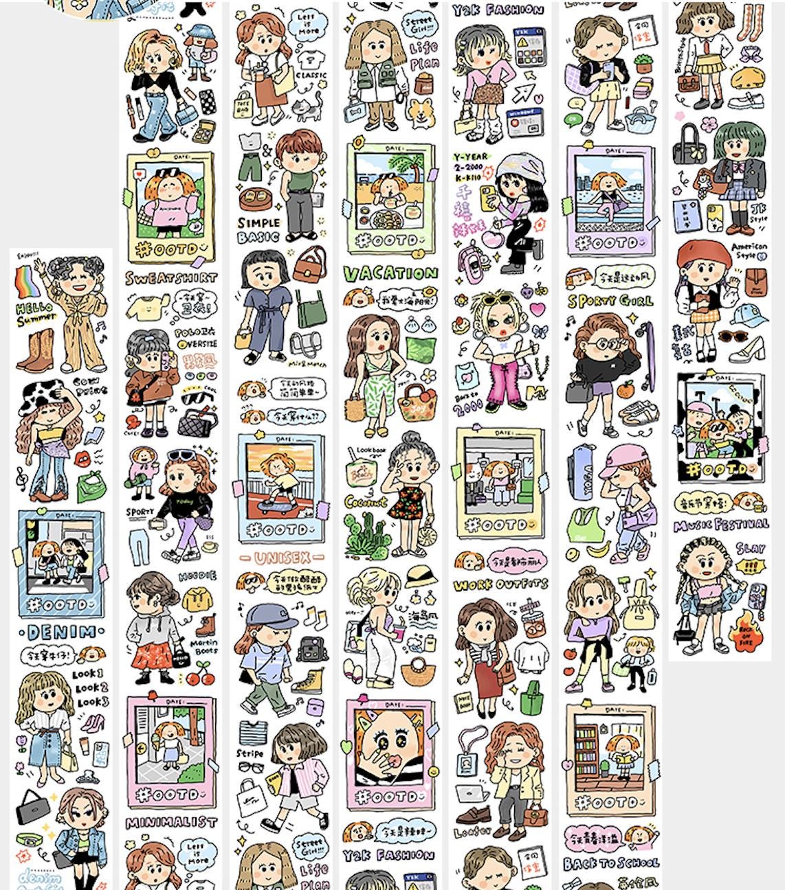 Fashion Girl Washi Tape: OOTD Planner, Kawaii Journal (V19)