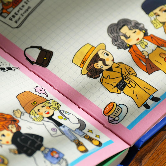 OOTD Fashion Washi Tape Stickers by RiN Studio – flat lay for bullet journal spread