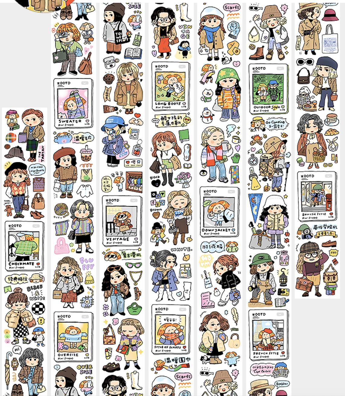 OOTD Fashion Washi Tape, Kawaii Planner Stickers