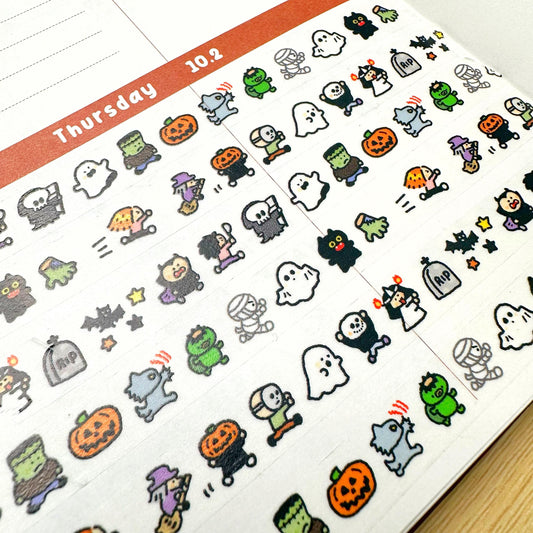Halloween Spooky Mini Washi Tape by RiN Studio – flat lay for bullet journal spread