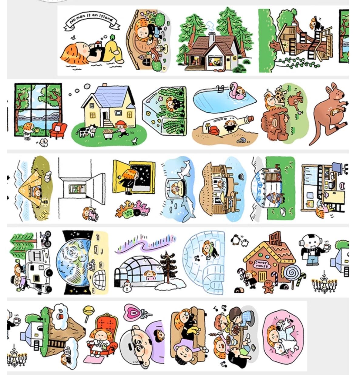 Dream House Washi Tape: Cabin, Beach, Farmland BuJo Stickers