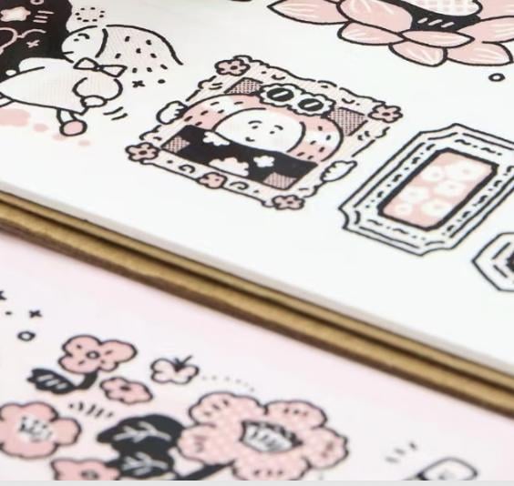 Flowers Sticker, Dazzling World Sticker, Monochrome Pink - RiN! Studio