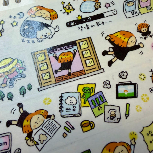 Dream Bold Washi Sticker Sheet, Kawaii Stickers by RiN Studio – flat lay for bullet journal spread