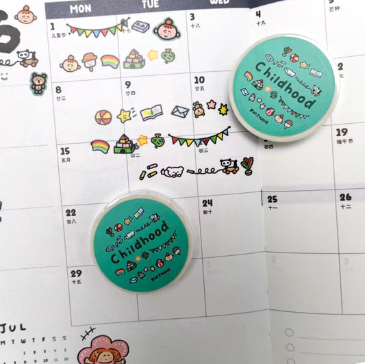 Childhood Toy Mini Washi Tape by RiN Studio – flat lay for bullet journal spread