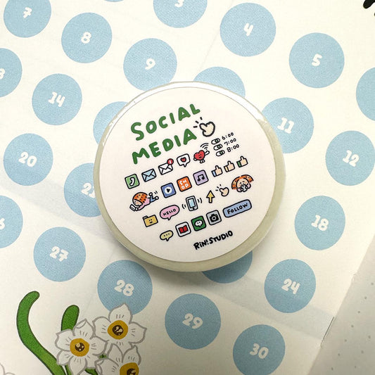 Social Media Mini Washi Tape by RiN Studio – flat lay for bullet journal spread