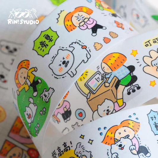 Kawaii Dog Mini Washi Tape by RiN Studio – flat lay for bullet journal spread