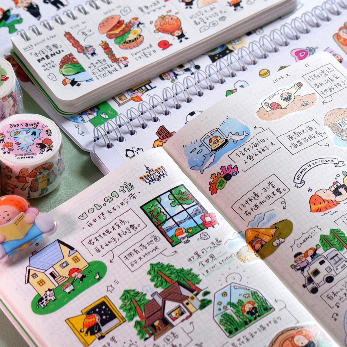 Dream House Washi Tape: Cabin, Beach, Farmland BuJo Stickers by RiN Studio – lifestyle journaling photo
