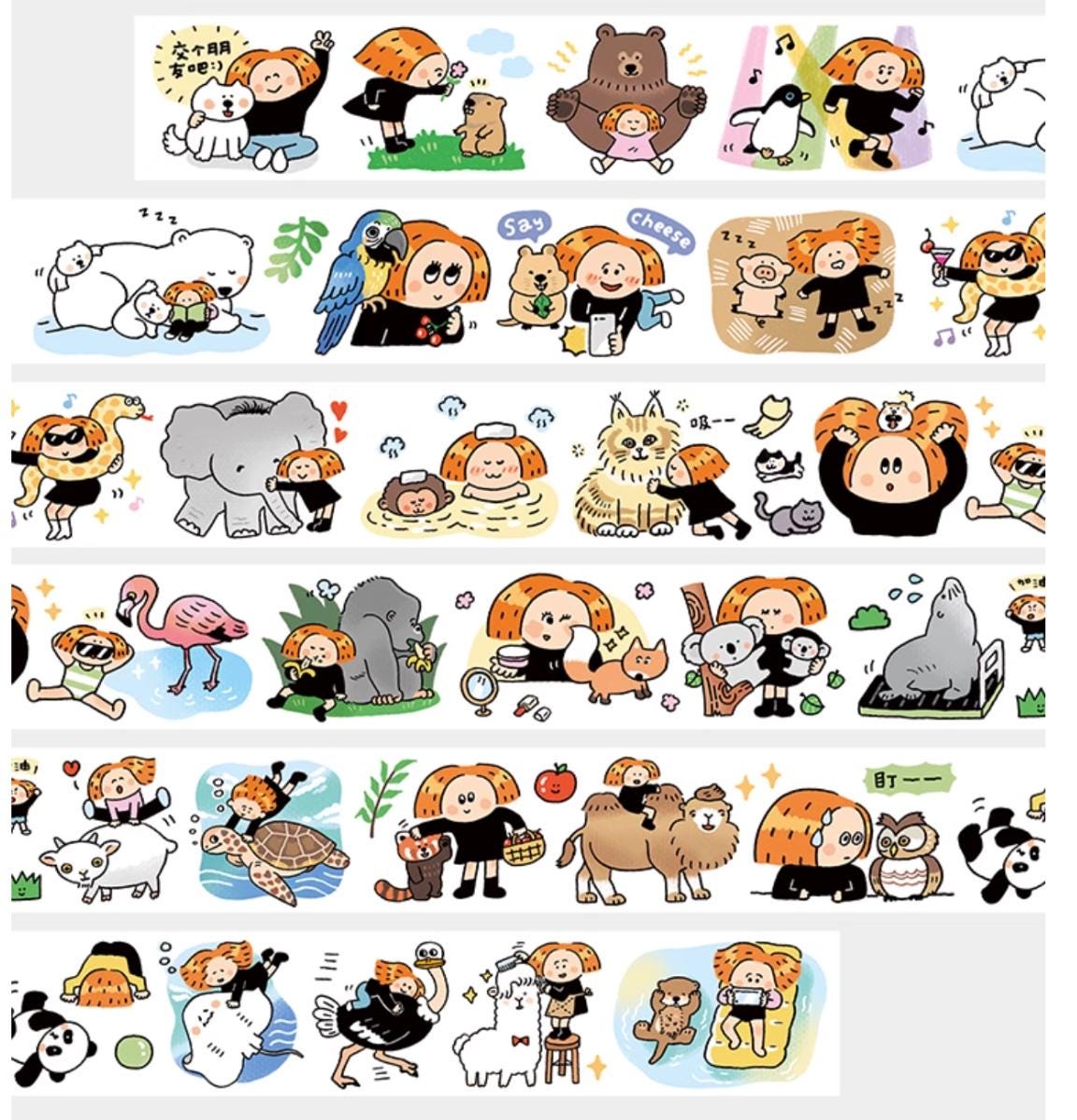 Kawaii Animal Washi Tape: Daydream Friends, Journaling V27