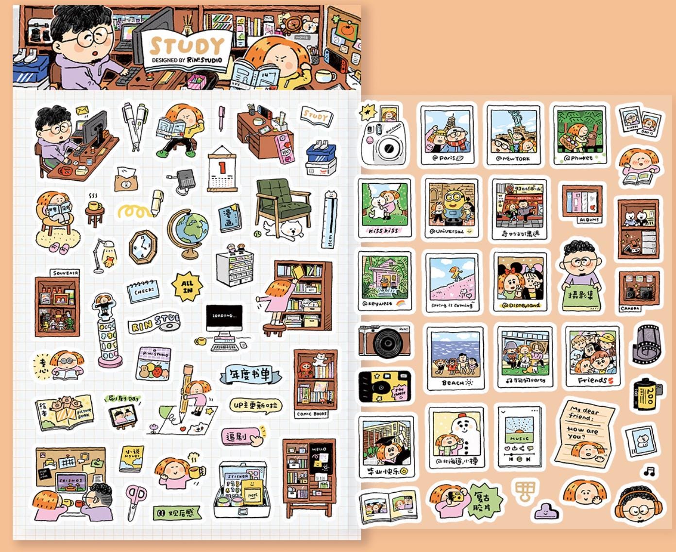 Kawaii Washi Stickers: Study Room Decor, Instax Stickers by RiN Studio – lifestyle journaling photo