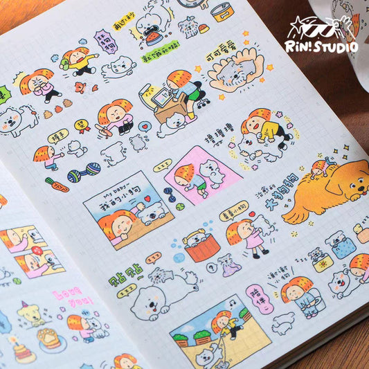 Dog Stickers by RiN Studio – flat lay for bullet journal spread