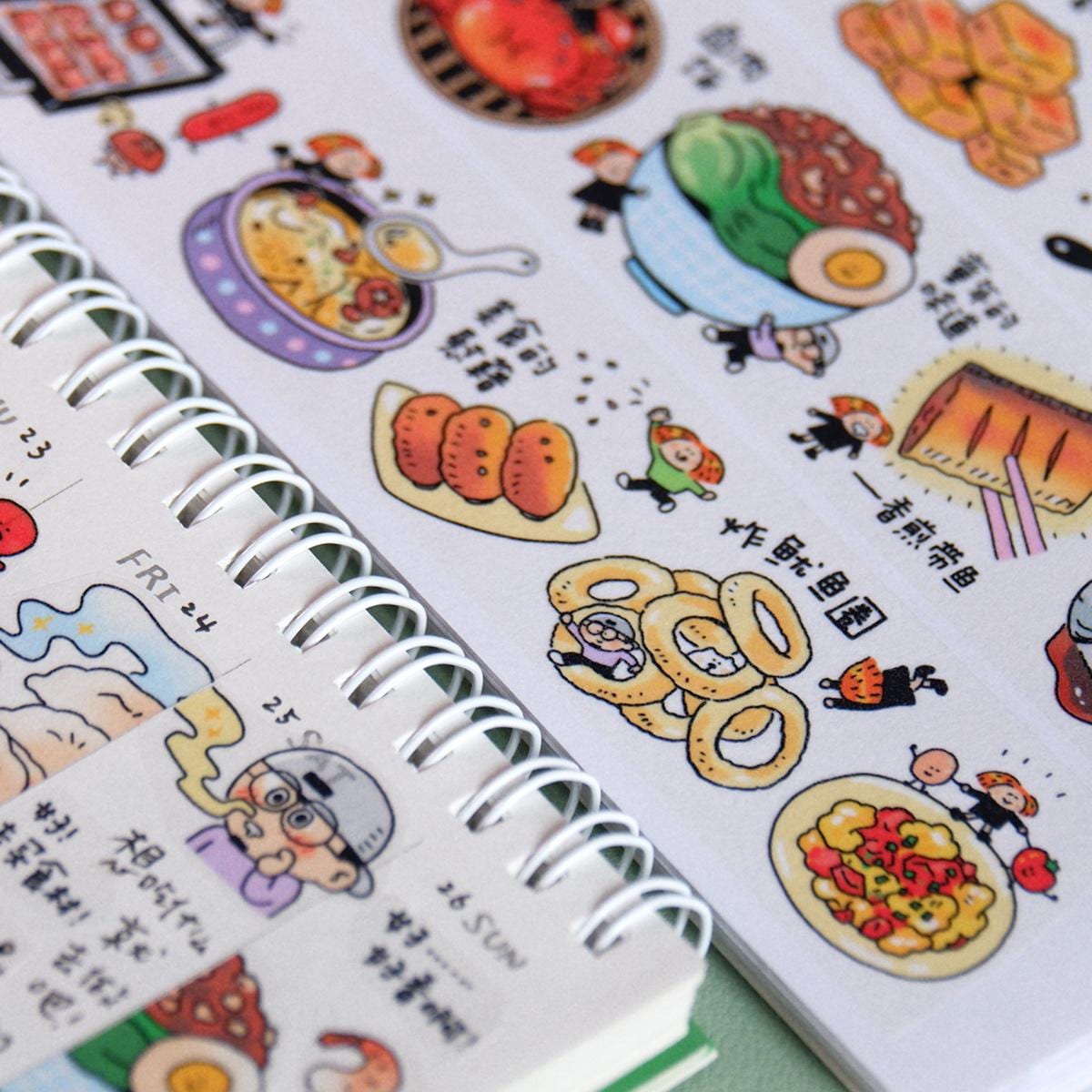 Asian Food Dream Washi Stickers, Kawaii Scrapbooking (V30) by RiN Studio – in use with planner layout