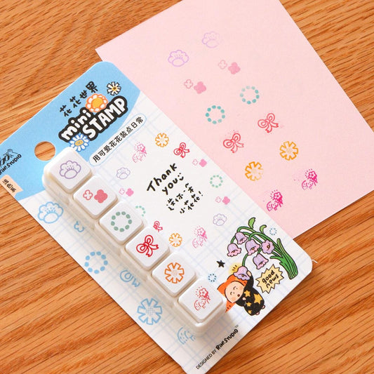 Mini 6 in 1 stamps - Flower - Portable size