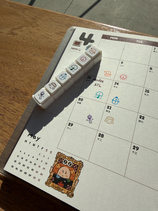 Mini 6 in 1 Stamps - Weather - Portable size by RiN Studio – flat lay for bullet journal spread
