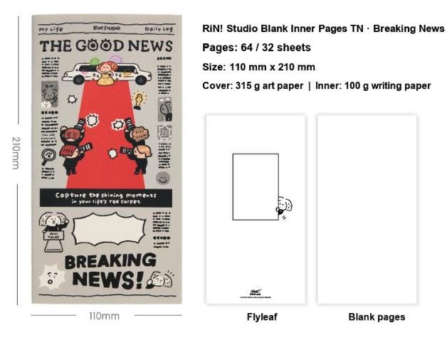 Traveler's Notebook Refill | Color Inner Pages TN Insert | RiN! Studio