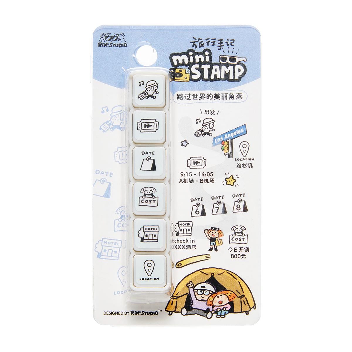 Mini 6 in 1 Stamps - Travel - Portable size by RiN Studio – multiple designs overview