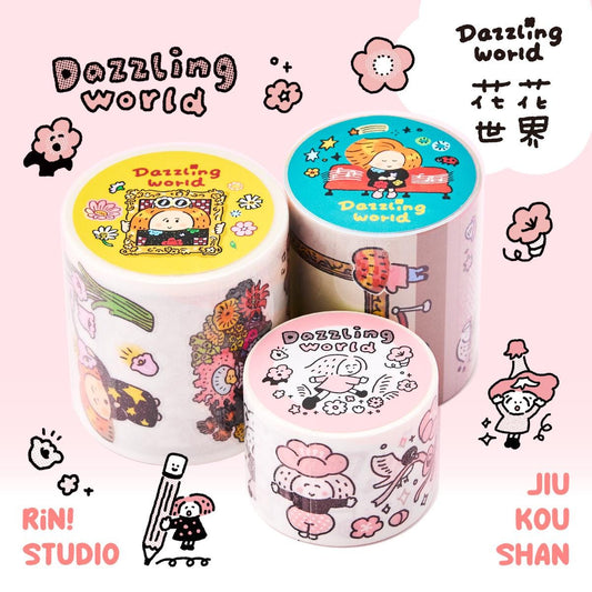 Flower Washi Tape - Dazzling World | Monochrome Pink Theme | Journal Tape | RiN! Studio