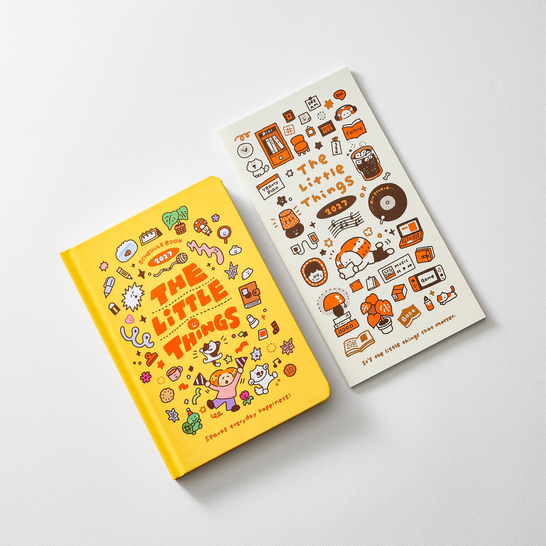 RiN! Studio 2027 The Little Things planners side by side: yellow B6 hardcover and cream TN monthly insert