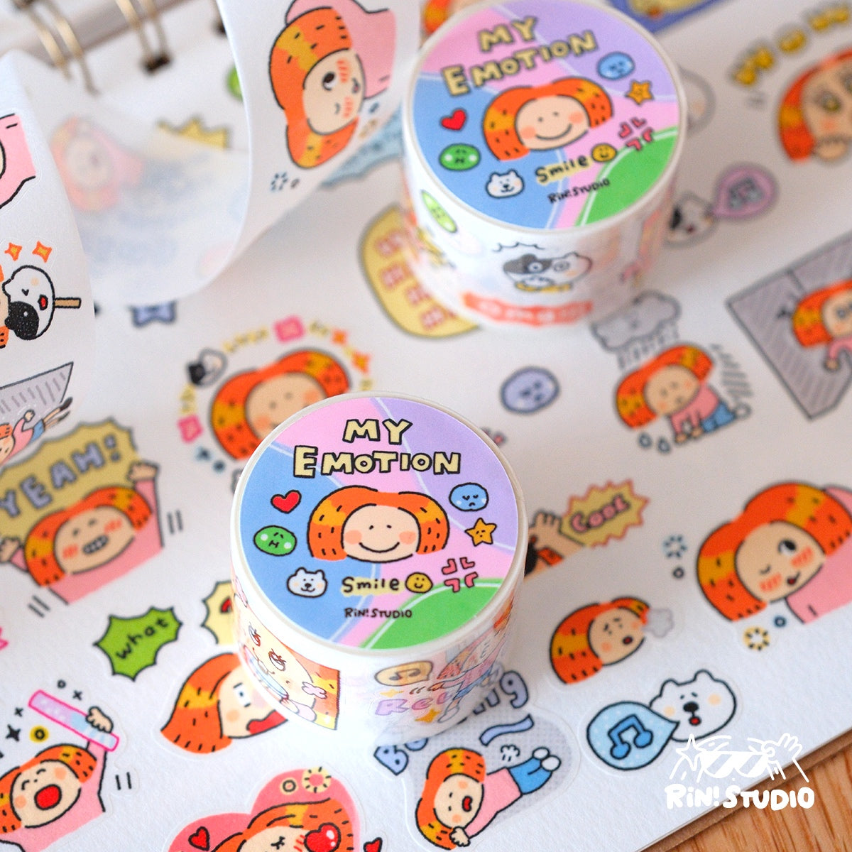 Emotion Die Cut Washi Tape: RiN Studio Vol. 10, Kawaii Journaling Kisscut Tape