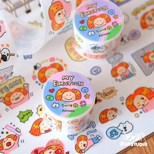Emotion Die Cut Washi Tape: RiN Studio Vol. 10, Kawaii Journaling Kisscut Tape