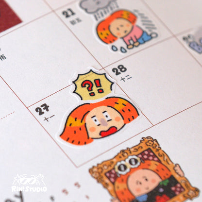 Emotion Die Cut Washi Tape: RiN Studio Vol. 10, Kawaii Journaling Kisscut Tape