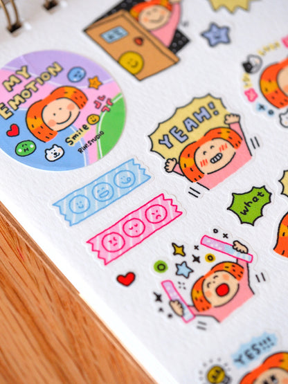 Emotion Die Cut Washi Tape: RiN Studio Vol. 10, Kawaii Journaling Kisscut Tape