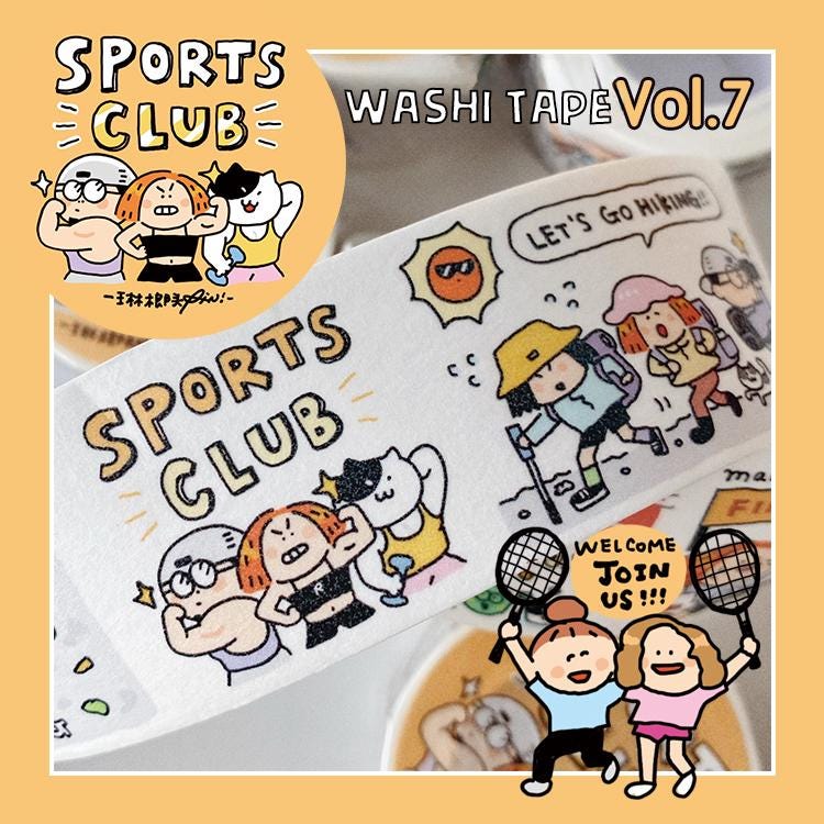 Sports Club Washi Tape: Kawaii Exercise Journaling Tape
