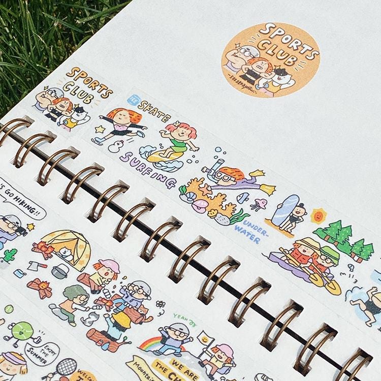 Sports Club Washi Tape: Kawaii Exercise Journaling Tape