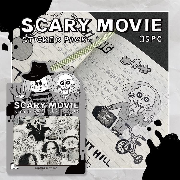 Halloween | Sticker Pack | Scary Movie | Horror | Journaling | Stationery  | RiN studio product | Crafting Tape