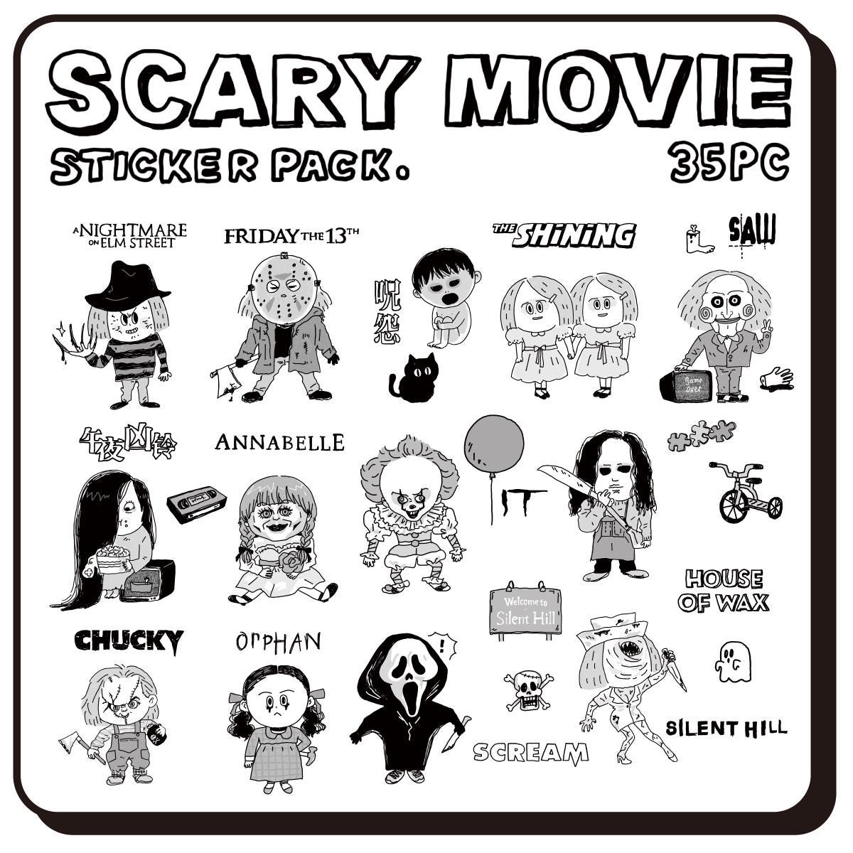 Halloween | Sticker Pack | Scary Movie | Horror | Journaling | Stationery  | RiN studio product | Crafting Tape