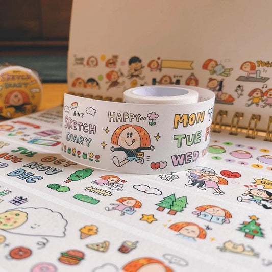 RiN Studio Sketch Diary Washi Tape: Kawaii Journaling Tape