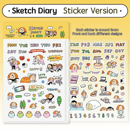 RiN Studio Sketch Diary Washi Tape: Kawaii Journaling Tape