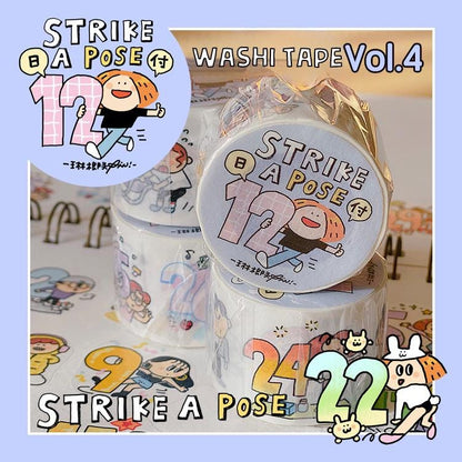 Strike a Pose Washi Tape: Numbered Kawaii Journaling Tape