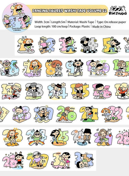 Dance Club Washi Tape: RiN Studio Kawaii Journaling Tape Vol. 22