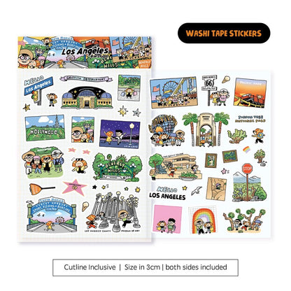 Los Angeles Washi Tape or Sticker Sheet - RiN Studio Kawaii Stationery