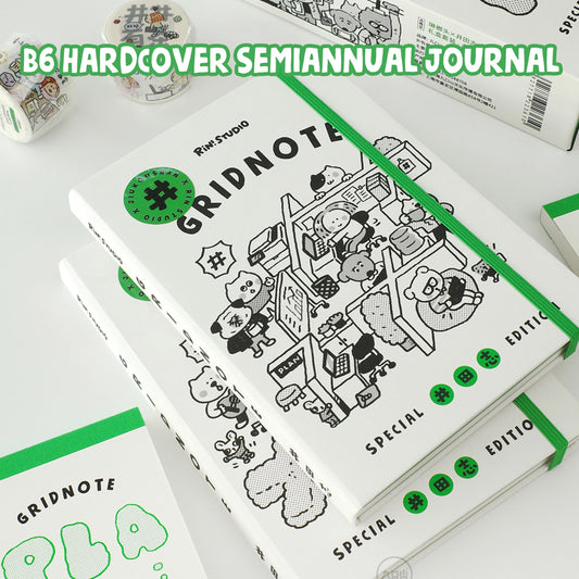 B6 Hardcover Semiannual Journal: RiN Studio Gridnote