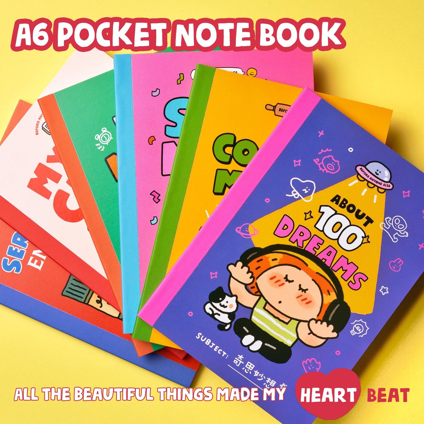 A6 Pocket Notebook: Kawaii Hardcover Journal by RiN Studio