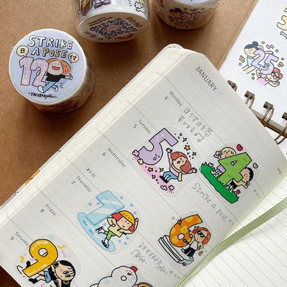 RiN Studio 'Strike a Pose' Number Stickers: Kawaii Calendar Journaling