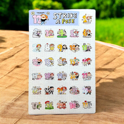 RiN Studio 'Strike a Pose' Number Stickers: Kawaii Calendar Journaling