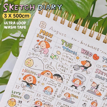 Kawaii Washi Tape Stickers: Sketch Diary, Calendar Stickers