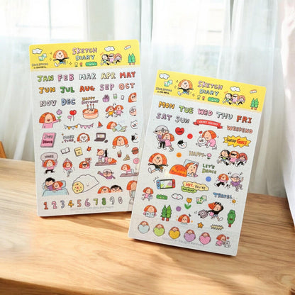 Kawaii Washi Tape Stickers: Sketch Diary, Calendar Stickers