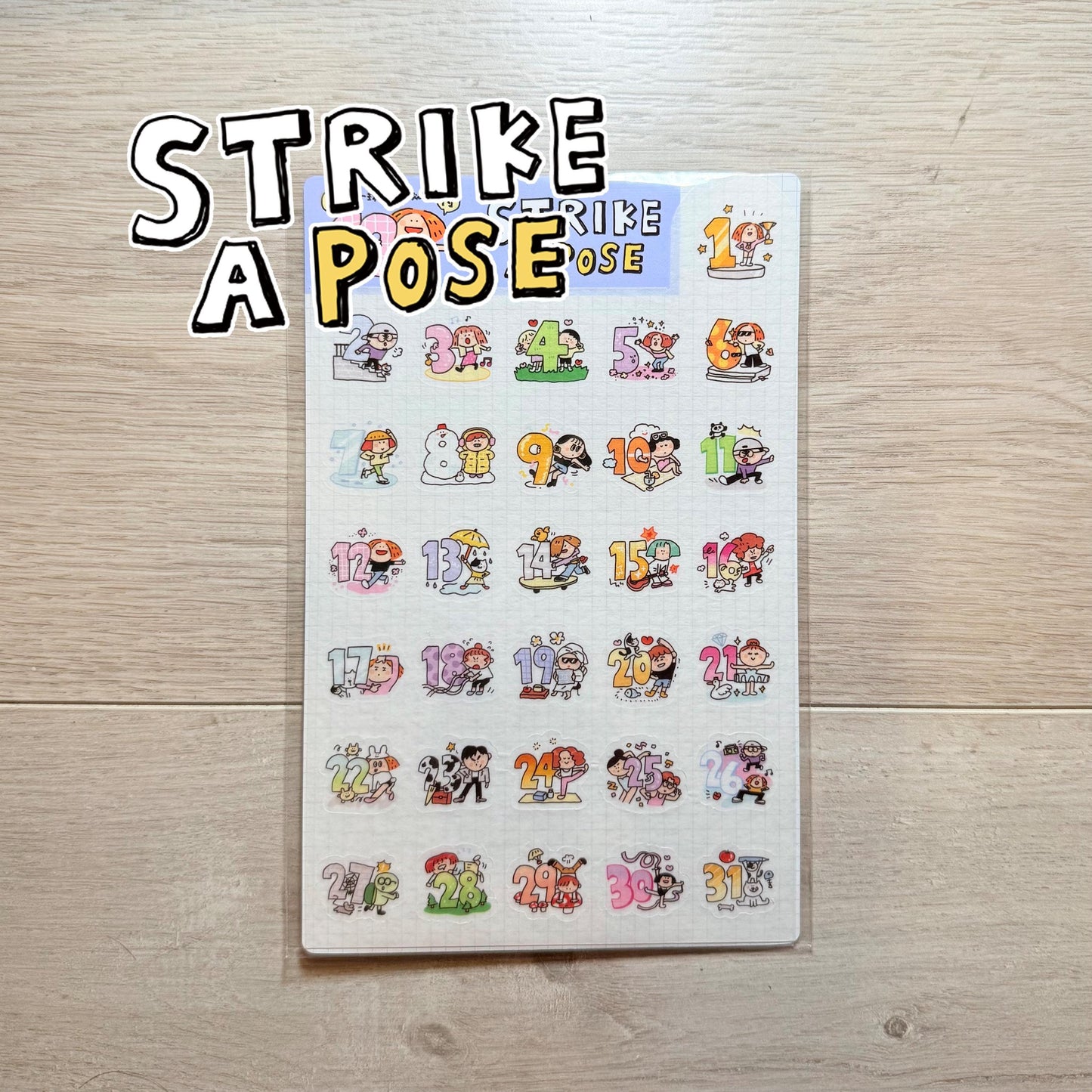 RiN Studio 'Strike a Pose' Number Stickers: Kawaii Calendar Journaling