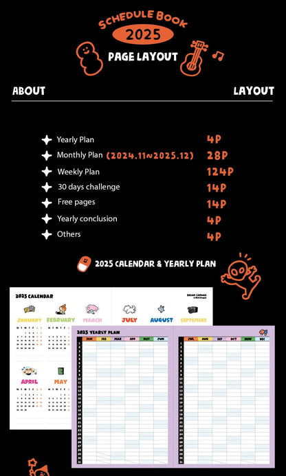 2025 Planner, Calendar Notebook, Schedule Book, Kawaii Journal, Aesthetic Notebook, Cute Journal, B6 Notebook, Stationary, Schedule Journal