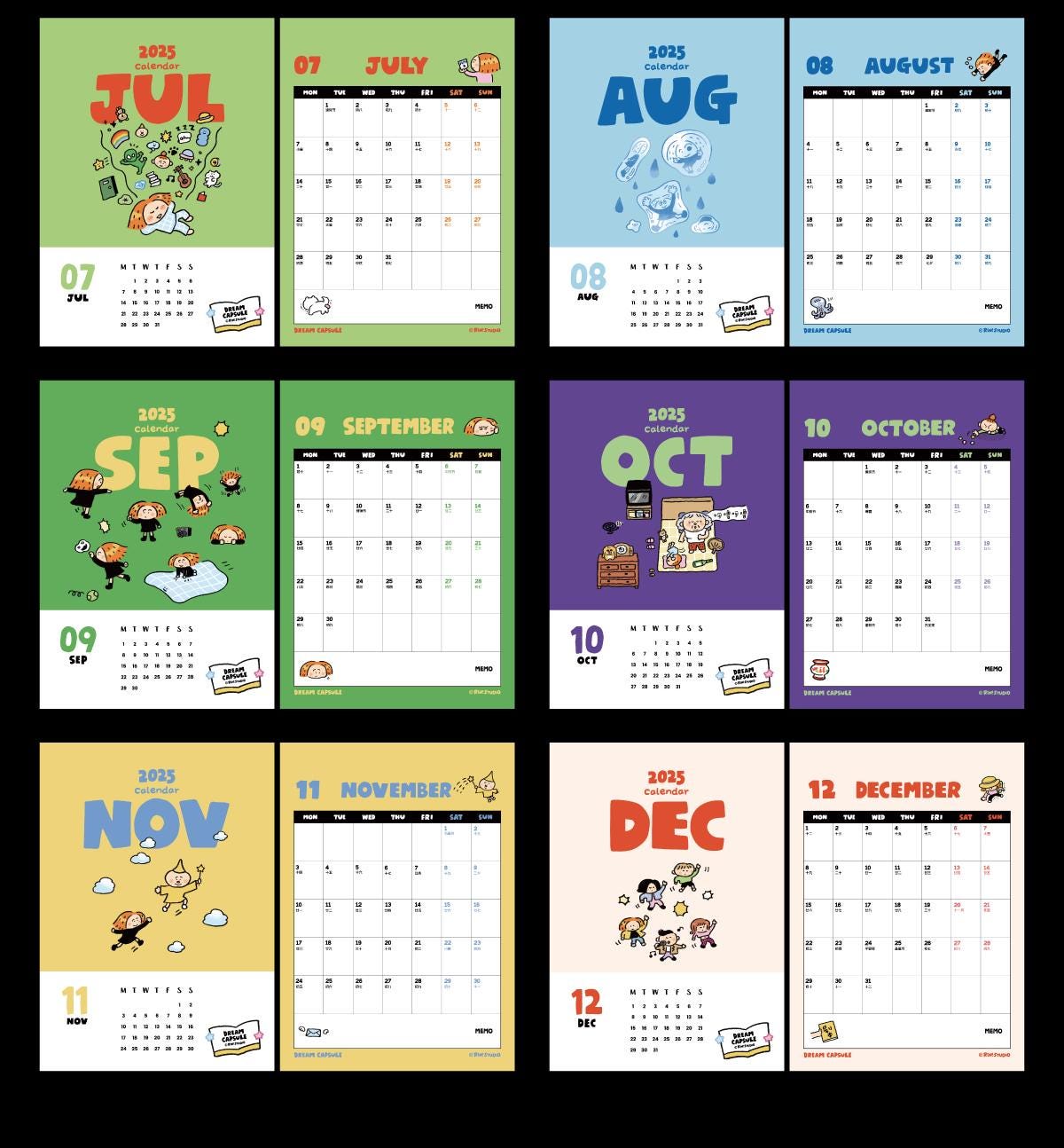 2025 Desk Calendar, 2025 Table Calendar, Monthly Calendar, Kawaii Calendar, Calendar with stand, Cute Calendar, Christmas Gift, Xmas Gift