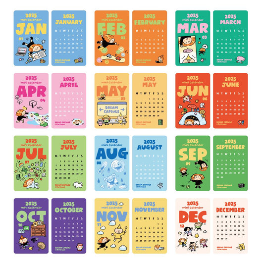 2025 Mini Calendar, 2025 Card Calendar, Monthly Calendar, Kawaii Calendar, Mini Calendar, Cute Calendar, Christmas Gift, Xmas Gift