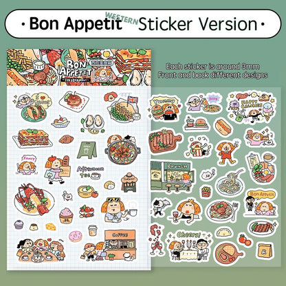 Food Stickers, Cute Stickers, Planner Stickers, Kawaii Journal Stickers, Western Food Sticker, Bullet Journal Stickers, Sticker Gift