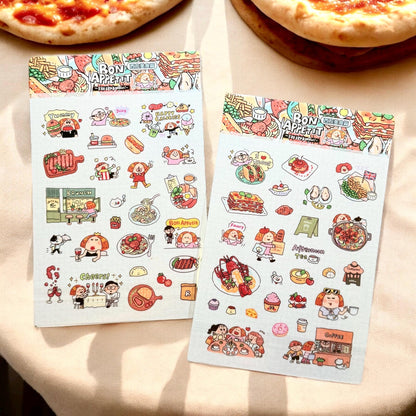 Food Stickers, Cute Stickers, Planner Stickers, Kawaii Journal Stickers, Western Food Sticker, Bullet Journal Stickers, Sticker Gift