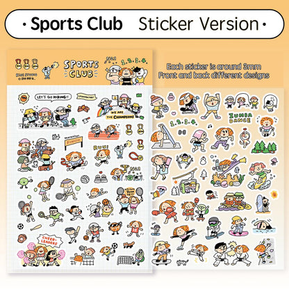 Sports Club Washi Stickers: Kawaii Planner Stickers