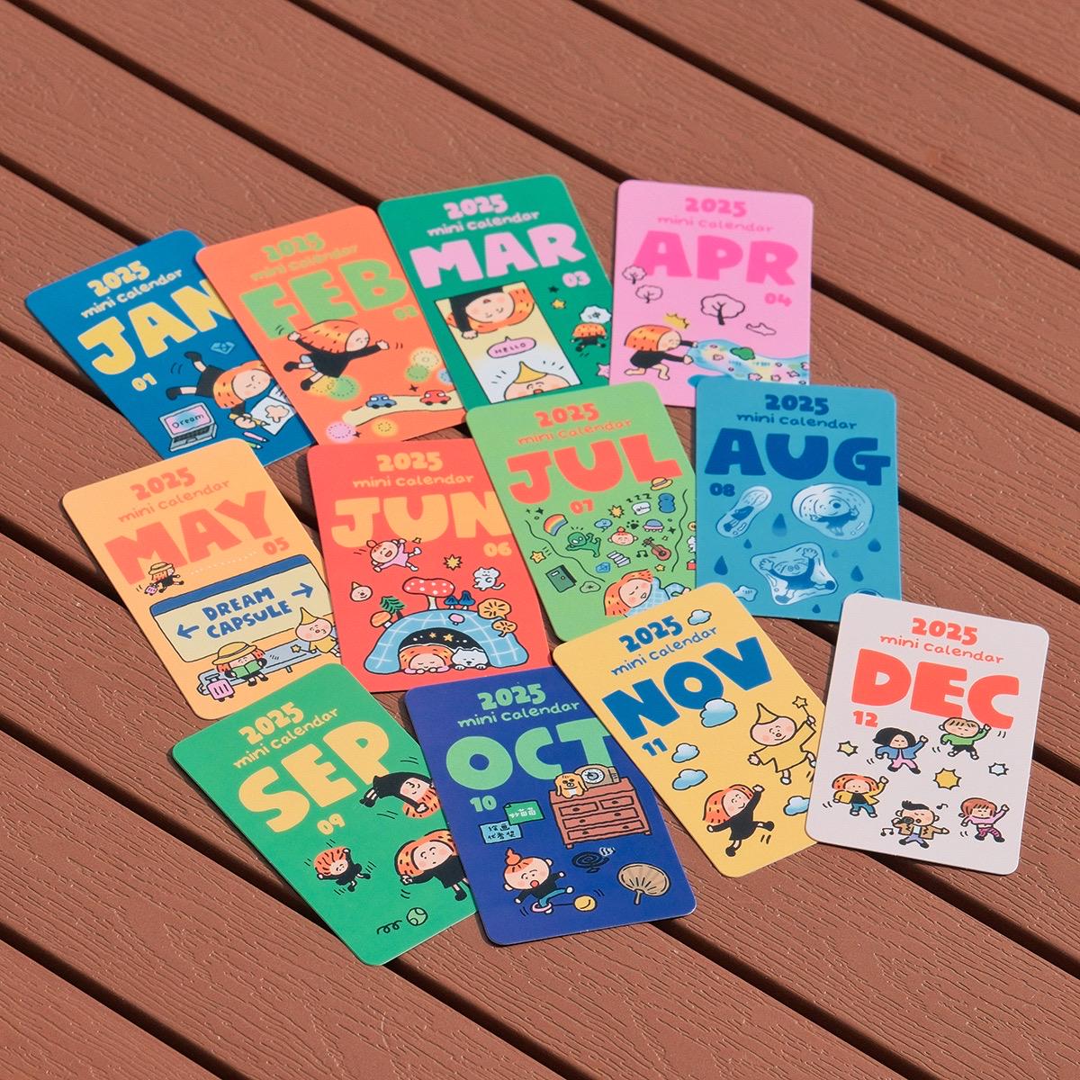 2025 Mini Calendar, 2025 Card Calendar, Monthly Calendar, Kawaii Calendar, Mini Calendar, Cute Calendar, Christmas Gift, Xmas Gift