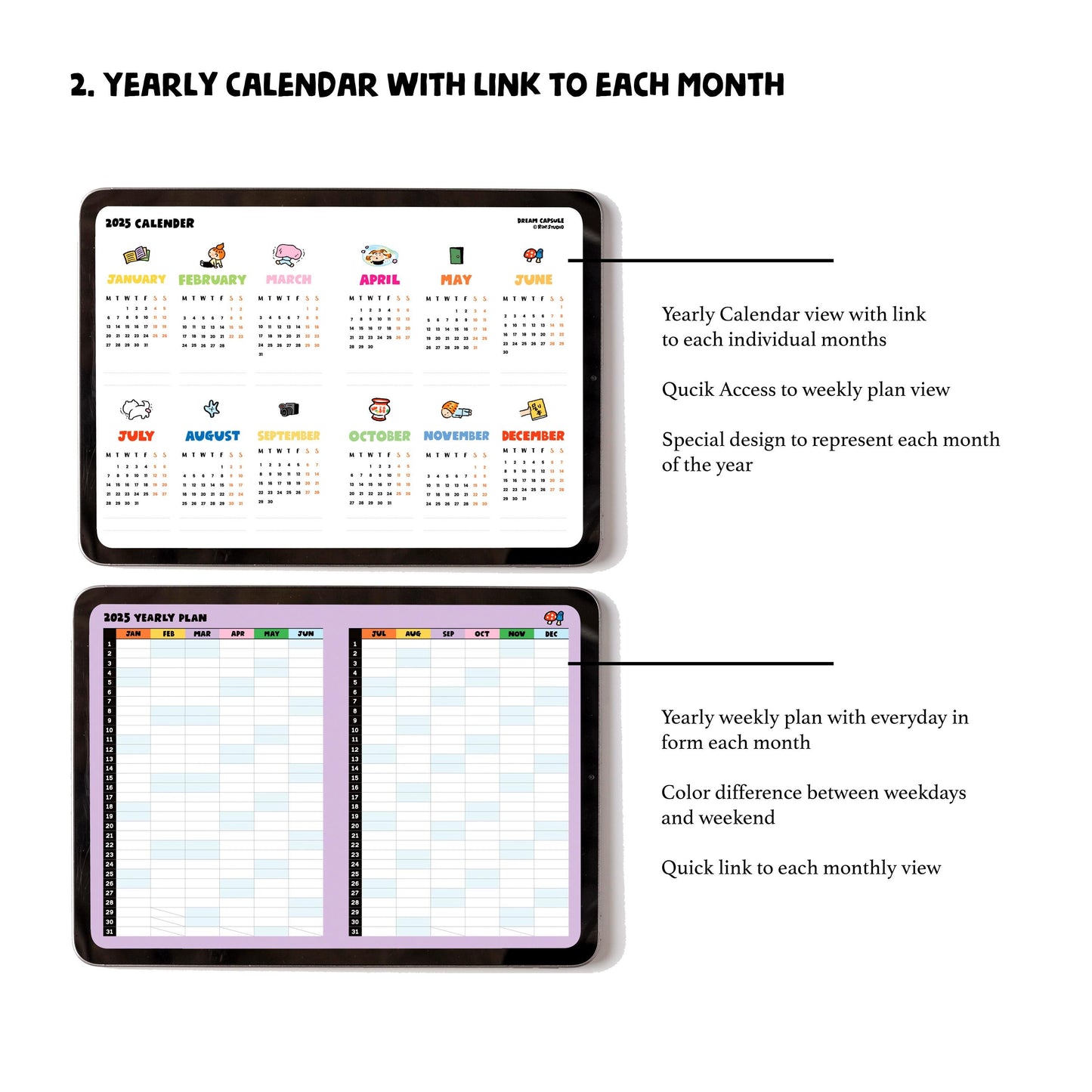 2025 Digital Planner: Kawaii Dream Capsule iPad Journal (B5 Horizontal)