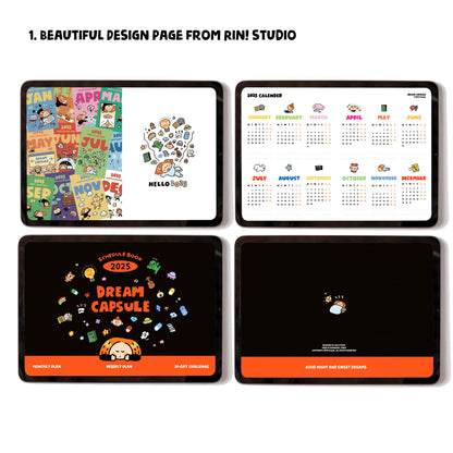 2025 Digital Planner: Kawaii Dream Capsule iPad Journal (B5 Horizontal)